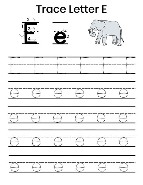 Tracing Letter E Printables Letter Tracing Worksheets