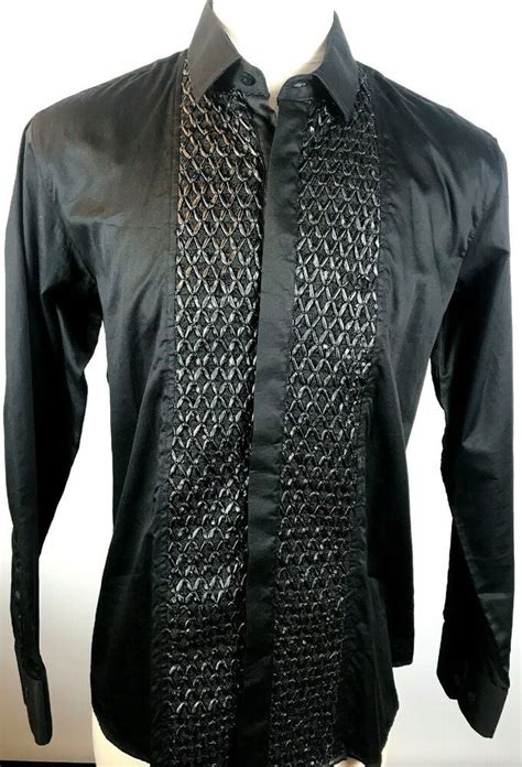 Barabas Classic Fit Long Sleeve Men's Shirt Black With Sequence Front ...