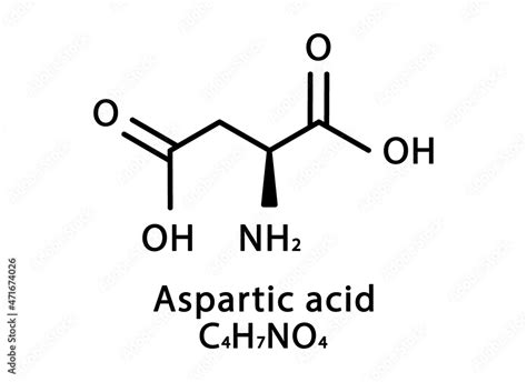 Aspartic Acid Molecular Structure Aspartate Skeletal Chemical Formula Chemical Molecular