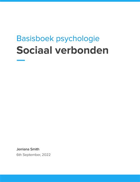 Inleiding Psychologie Basisboek Psychologie Sociaal Verbonden