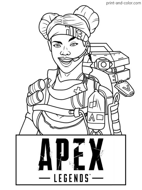 Apex Legends Coloring Page Lifeline Face With Logo Coloring Pages