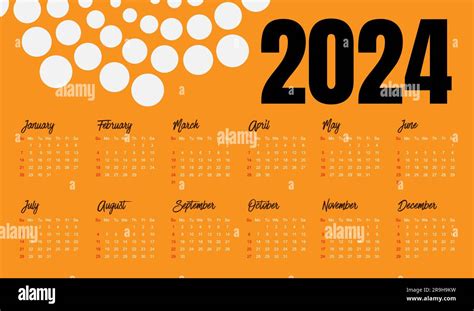 Calendario 2024 Vettore Modello Semplice Design Minimale