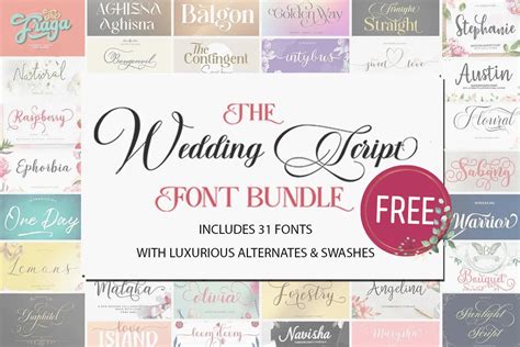 Free Wedding Script Font Bundle - Free SVG Cut Files