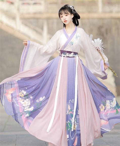 2022 Traditional Women Flower Hanfu Dress Ancient Chinese Costume