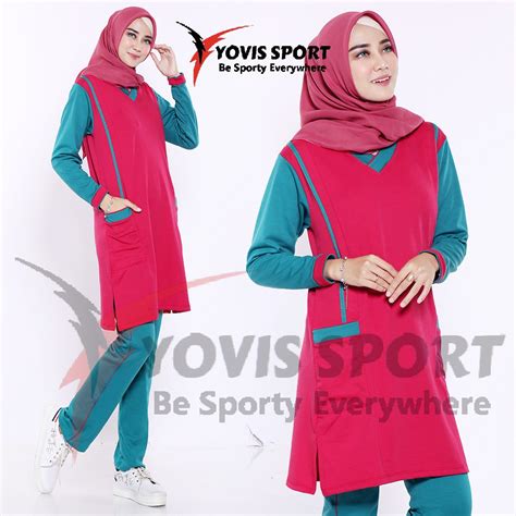 Jual Stelan Senam Tunik Wanita Pakaian Olahraga Yovis Sport Setelan