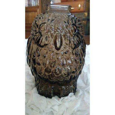 Ornate Dark Glass Wise Old Owl Figural Coin Bank Vintage Coin Bank Wise