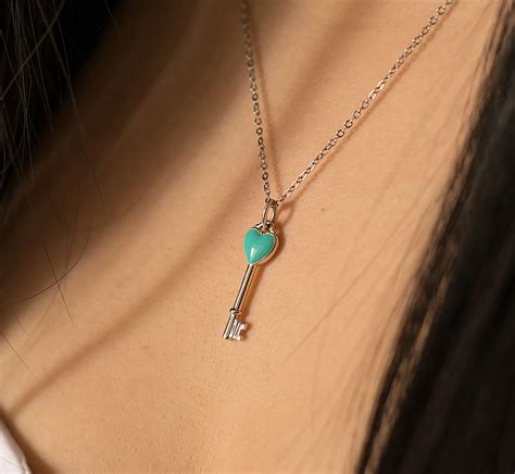 Tiffanys Heart Key Charm Pendant Necklace Crewlade