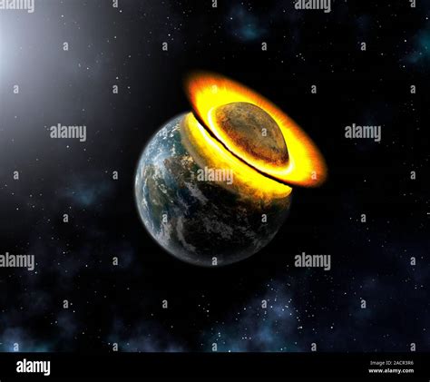 Planet hitting the Earth. Computer artwork showing one of the Solar System's inner planets ...