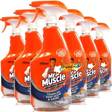 6x Mr Muscle Advanced Power BATHROOM Cleaner Mandarin 750ml