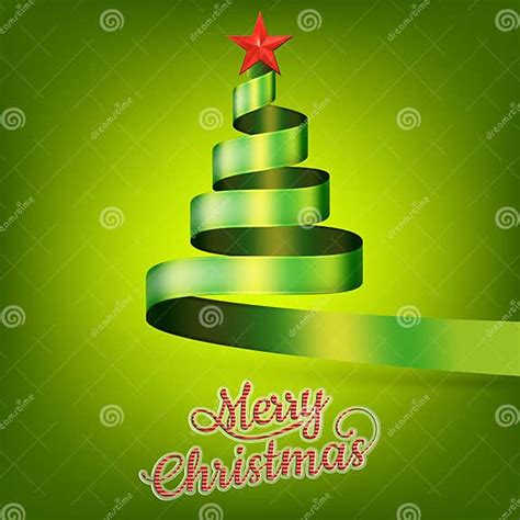 Christmas Tree From Green Ribbon And Star Eps 10 Stock Vector