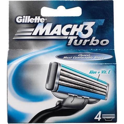 Gillette Mach3 Turbo Ανταλλακτικές Κεφαλές με 3 Λεπίδες και Λιπαντική ...
