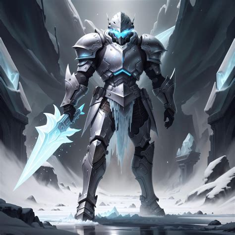 Premium AI Image | ice tech soldier holding ice sword