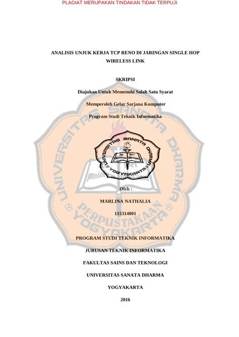 PDF ANALISIS UNJUK KERJA TCP RENO DI JARINGAN SINGLE Di Jaringan