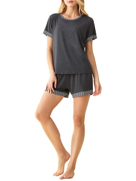 Womens Bamboo Viscose Pajama Shirt And Shorts Set Soft Sleepwear Latuza