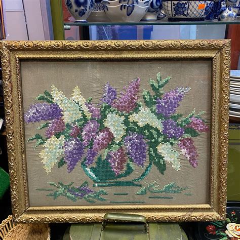 Винтаж: Вышивка крестиком «Сирень», 50гг. СССР в интернет-магазине ...