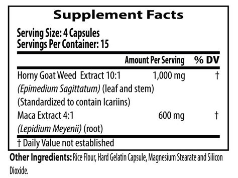 Horny Goat Weed 1 000 Mg Plus Maca 600 Mg Pacific Pharmaceuticals USA Inc