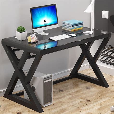 Buy IPKIG Tempered Glass Computer Desk W Glass Top Metal Frame Office