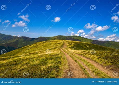 Background Landscape With Ukrainian Carpathian Mountains In The