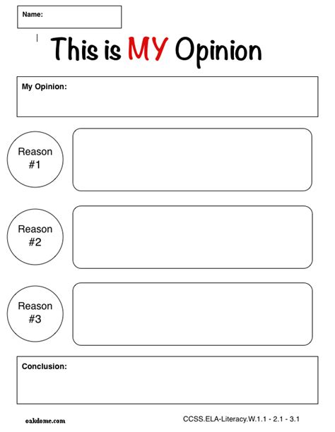 Opinion Writing Graphic Organizer 3rd Grade