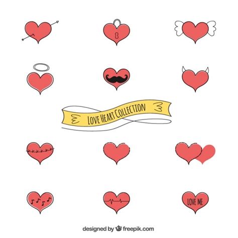 Free Vector Hand Drawn Hearts Collection