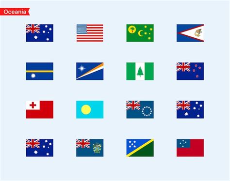 Premium Vector Flags Of The Countries Of The Oceania Continent Color