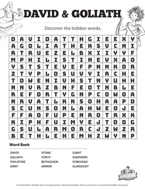 Sharefaith Media David And Goliath Sunday School Crossword Puzzles