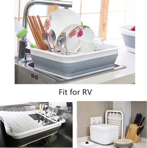 Collapsible Dish Drying Rack With Drainer Board Set Portable Dish