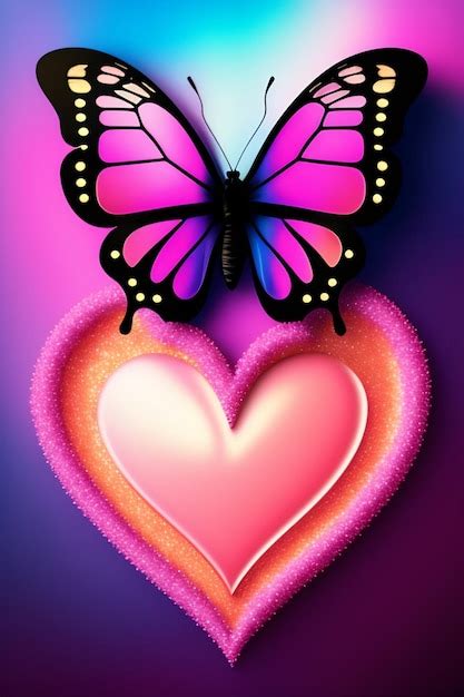 Premium AI Image | Butterfly on a heart wallpapers