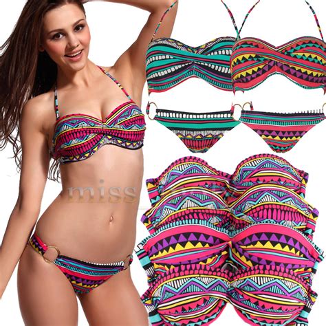 Fashion Stylist Sexy Padded Push Up Swimwear Bikini Bandeau Strap Swimsuit 5 Colors Online