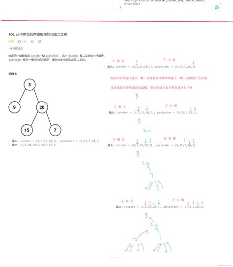 【leetcode】105 从前序与中序遍历序列构造二叉树，106 从中序与后序遍历序列构造二叉树，144 二叉树的前序遍历非递归实现，94 二叉树的中序遍历非递归实现，145 二叉