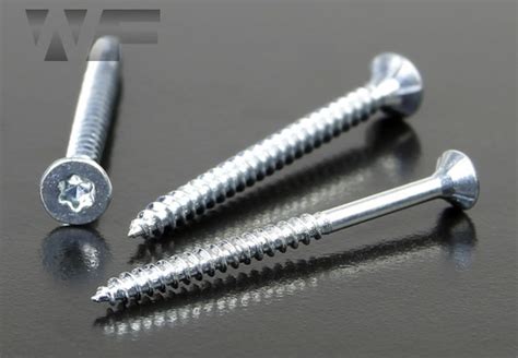 6mm Diameter QZ Torx Csk Head Chipboard Screws In Bright Zinc Plated