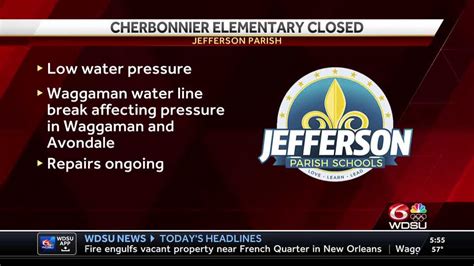 Jefferson Parish elementary school closed due to watermain break