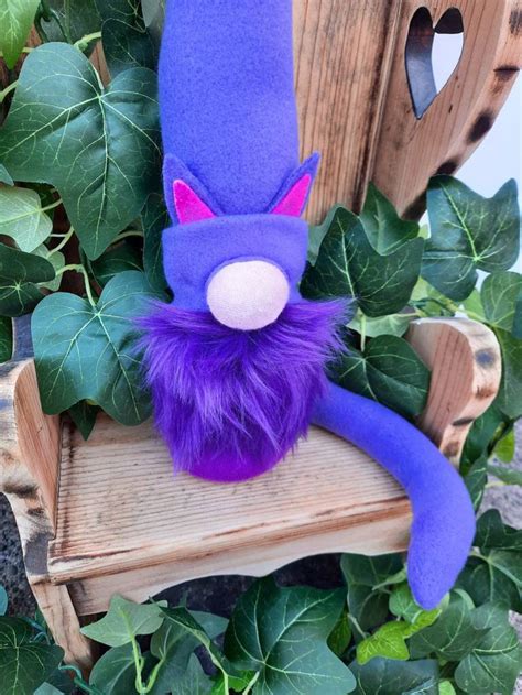 Easter Cat Gnome Gnomes Kitty Purple Spring Gnome Easter Decor Etsy