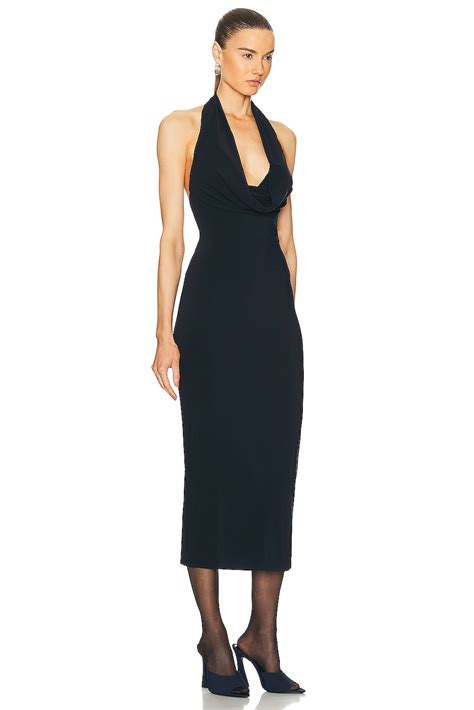 Magda Butrym Halter Neck Midi Dress In Navy Fwrd