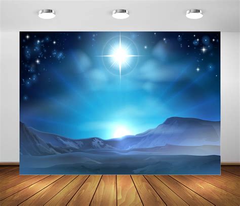 Buy BELECO 8x6ft Fabric Nativity Scene Backdrop Christmas Star Night