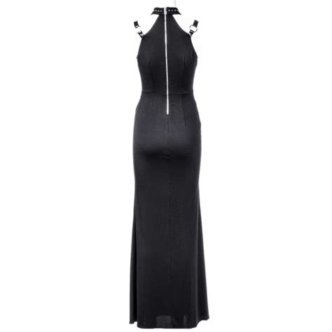 Langes Gothic Neckholder Kleid Mit Schn Rung Boudoir Noir