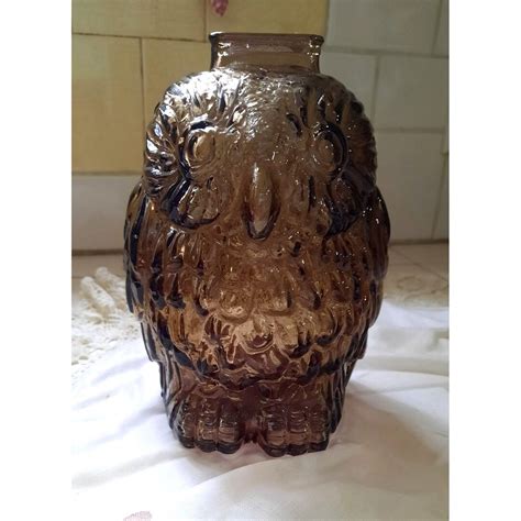 Vintage S Libbey Wise Old Owl Amber Glass Piggy Bank Etsy