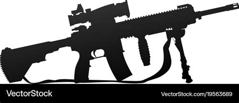 Military style automatic rifle silhouette Vector Image