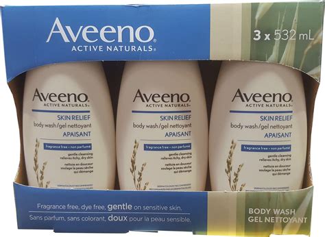 Aveeno Active Naturals Skin Relief Body Wash Fragrance Free 18 Fl Oz Pack Of 3