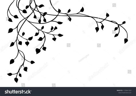 Ivy Vine Silhouette Vector Elegant Black Floral Decorative Border Or