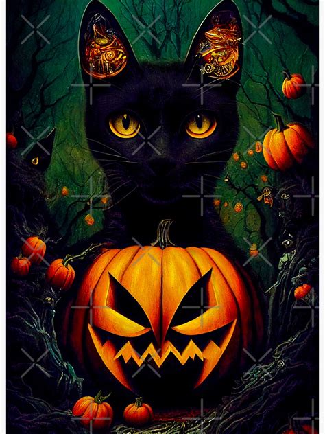 Black Cat And Pumpkins Halloween Sticker For Sale By Historiamutante