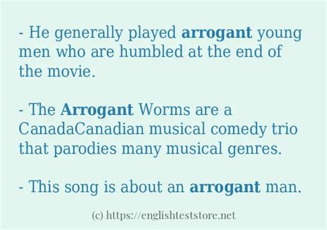 Example sentences of "arrogant" - EnglishTestStore Blog