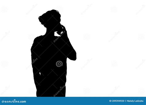 Black And White Silhouette A Girl Talking On The Phone Stock Illustration Illustration Of