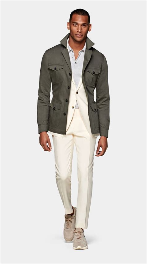 Green Belted Safari Jacket | Cotton Linen Single Breasted | Suitsupply ...