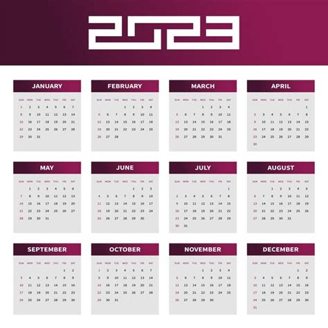 Modèle De Conception De Vecteur De Calendrier Simple 2023 Nouvel An