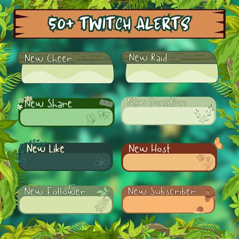 Jungle Themed Twitch Overlay Cozy Animated Stream Package Cute Vtuber