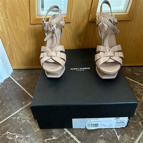 Ysl Tribute Nude Patent Leather Size Worn Depop