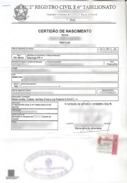 Brazilian Birth Certificate