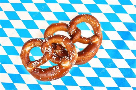 Bavarian pretzels on checkered background Stock Photo by ©absolutimages 26381973