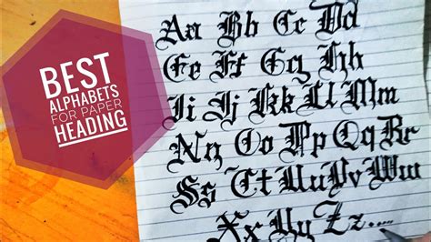 How To Write Beautiful Calligraphy Alphabets For Writing Paper Heading